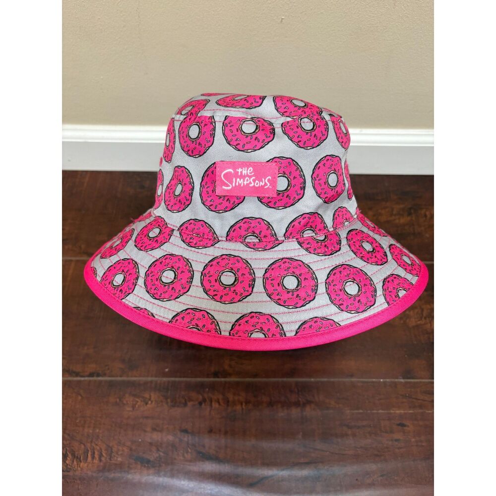 NWT The Simpsons Pink Donut Bucket Hat Universal Studios Kawaii Retro Streetwear